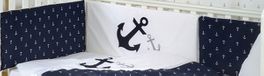 blancho bedding [Navy Anchor Patch Nautical]Crib Bedding Accessory - Bumper