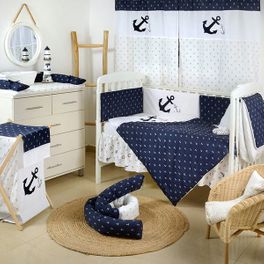 blancho bedding [Navy Anchor Patch Nautical]Crib Bedding Set (4PC Bedding Set + 1 x Diaper Bag)