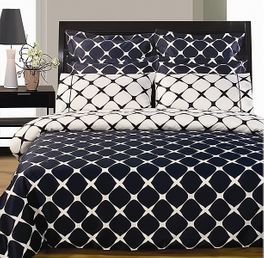 blancho bedding Navy Blue and White 8PC Bloomingdale Duvet covers and sheet set(Calking Size)