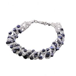 blancho bedding Navy Faceted Crystals Small Clear Beads Bracelet Stylish