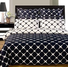 blancho bedding Navy & White Bloomingdale 9PC Egyptian cotton Bed in a bag(Calking Size)