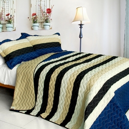 blancho bedding [Night in Forest] 3PC Vermicelli-Quilted Patchwork Quilt Set (Full/Queen Size)