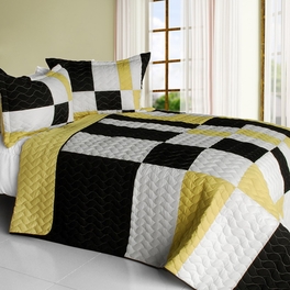 blancho bedding [Night Lights] 3PC Vermicelli-Quilted Patchwork Quilt Set (Full/Queen Size)