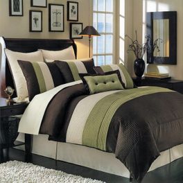 blancho bedding Olympic Queen Sage Hudson Luxury 8-Piece comforter Set