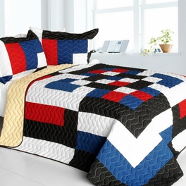 blancho bedding [Once] 3PC Vermicelli - Quilted Patchwork Quilt Set (Full/Queen Size)