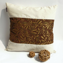 blancho bedding Onitiva - [Autumn Leaves] Linen Patch Work Pillow Cushion Floor Cushion (19.7 by 19.7 inches)