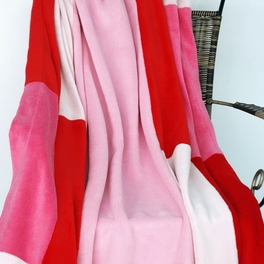 Blancho Bedding Onitiva - [Cerelia] Soft Coral Fleece Patchwork Throw Blanket (59 By 78.7 Inches)