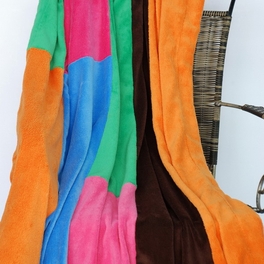 Blancho Bedding Onitiva - [Colorful Patchwork] Soft Coral Fleece Patchwork Throw Blanket (59 By 78.7 Inches)