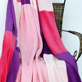 Blancho Bedding Onitiva - [Lavender Love] Soft Coral Fleece Patchwork Throw Blanket (59 By 78.7 Inches)