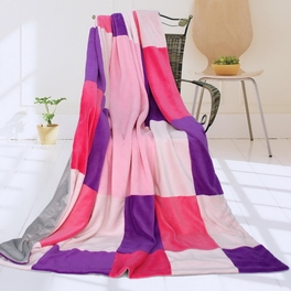blancho bedding Onitiva - [Lavender Love] Soft Coral Fleece Patchwork Throw Blanket (59 by 78.7 inches)