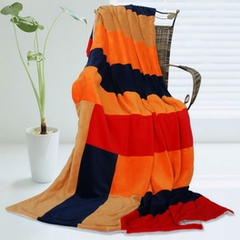 blancho bedding Onitiva - [New Day] Soft Coral Fleece Patchwork Throw Blanket (59 by 78.7 inches)