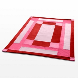 Blancho Bedding Onitiva - [Noble Rose] Soft Coral Fleece Patchwork Throw Blanket (59 By 78.7 Inches)