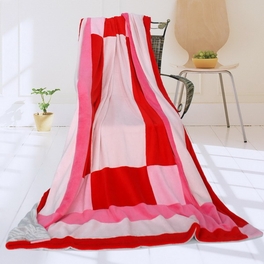 blancho bedding Onitiva - [Noble Rose] Soft Coral Fleece Patchwork Throw Blanket (59 by 78.7 inches)