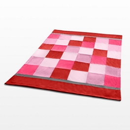 Blancho Bedding Onitiva - [Plaids - Hoodwinked] Soft Coral Fleece Patchwork Throw Blanket (59 By 78.7 Inches)