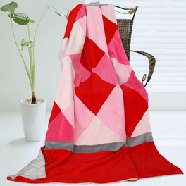 blancho bedding Onitiva - [Plaids - Rose Elf] Soft Coral Fleece Patchwork Throw Blanket (59 by 78.7 inches)