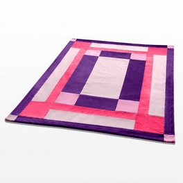 Blancho Bedding Onitiva - [Purple Charm] Soft Coral Fleece Patchwork Throw Blanket (59 By 78.7 Inches)