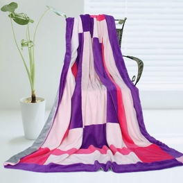 blancho bedding Onitiva - [Purple Charm] Soft Coral Fleece Patchwork Throw Blanket (59 by 78.7 inches)