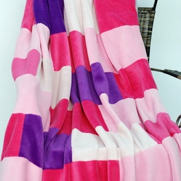 Blancho Bedding Onitiva - [Purple Mood] Soft Coral Fleece Patchwork Throw Blanket (59 By 78.7 Inches)