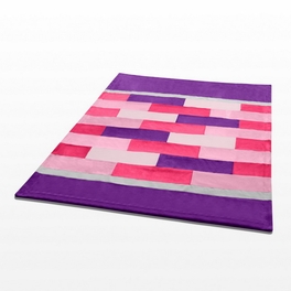 Blancho Bedding Onitiva - [Purple Mood] Soft Coral Fleece Patchwork Throw Blanket (59 By 78.7 Inches)