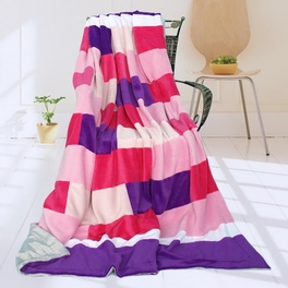 blancho bedding Onitiva - [Purple Mood] Soft Coral Fleece Patchwork Throw Blanket (59 by 78.7 inches)