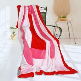 blancho bedding Onitiva - [Rosy Clouds] Soft Coral Fleece Patchwork Throw Blanket (59 by 78.7 inches)