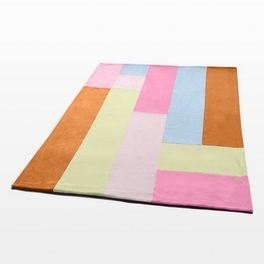 Blancho Bedding Onitiva - [Spring Breeze] Soft Coral Fleece Patchwork Throw Blanket (59 By 78.7 Inches)