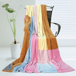 blancho bedding Onitiva - [Spring Breeze] Soft Coral Fleece Patchwork Throw Blanket (59 by 78.7 inches)