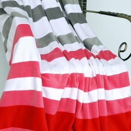Blancho Bedding Onitiva - [Stripes - Fantastic Dreams] Soft Coral Fleece Patchwork Throw Blanket (59 By 78.7 Inches)