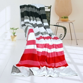 blancho bedding Onitiva - [Stripes - Fantastic Dreams] Soft Coral Fleece Patchwork Throw Blanket (59 by 78.7 inches)