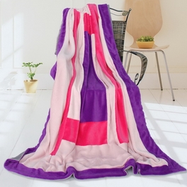 blancho bedding Onitiva - [Violet Love] Soft Coral Fleece Patchwork Throw Blanket (59 by 78.7 inches)