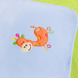 Blancho Bedding [Orange Giraffe - Blue] Embroidered Applique Coral Fleece Baby Throw Blanket (29.5 By 39.4 Inches)
