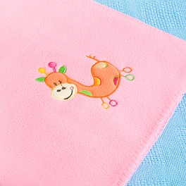 Blancho Bedding [Orange Giraffe - Pink] Embroidered Applique Coral Fleece Baby Throw Blanket (29.5 By 39.4 Inches)