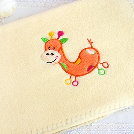 Blancho Bedding [Orange Giraffe - Yellow] Embroidered Applique Coral Fleece Baby Throw Blanket (29.5 By 39.4 Inches)