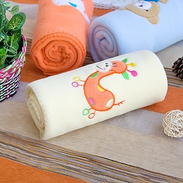blancho bedding [Orange Giraffe - Yellow] Embroidered Applique Coral Fleece Baby Throw Blanket (29.5 by 39.4 inches)