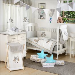 blancho bedding [Owl]Crib Bedding Set (4PC Bedding Set + 1 set Curtain)
