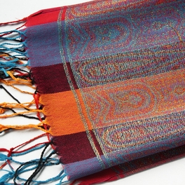 Blancho Bedding Pa-301-2 Exquisite Stripes Nation Totem Revitalized Style Tassel Ends Silk Pashmina/Shawl/Scarf