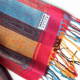 Blancho Bedding Pa-301-2 Exquisite Stripes Nation Totem Revitalized Style Tassel Ends Silk Pashmina/Shawl/Scarf