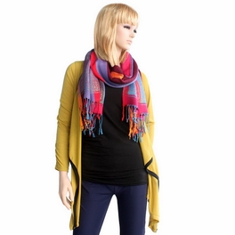 Blancho Bedding Pa-301-2 Exquisite Stripes Nation Totem Revitalized Style Tassel Ends Silk Pashmina/Shawl/Scarf