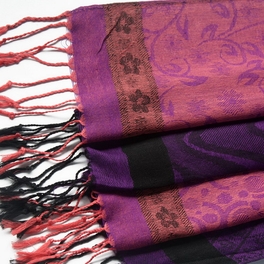Blancho Bedding Pa-33-1 Pink Lovely Little Flower Patterns & Stripe Mix-Style Tassel Ends Silky Pashmina/Shawl/Scarf
