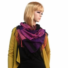 Blancho Bedding Pa-33-1 Pink Lovely Little Flower Patterns & Stripe Mix-Style Tassel Ends Silky Pashmina/Shawl/Scarf