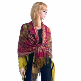 Blancho Bedding Pa-612-6 Big Flower Pattern Exquisitely Soft Woven Pashmina/Shawl/Scarves