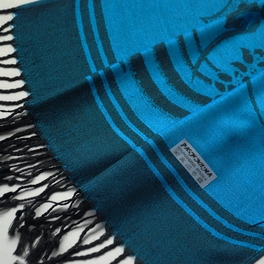 Blancho Bedding Pa-615-1 Blue BaseFlower Patterns Elegant Super Soft Woven Tassel Ends Pashmina/Shawl/Scarve