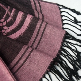 Blancho Bedding Pa-615-2 Pink Base Flower Patterns Elegant Super Soft Woven Tassel Ends Pashmina/Shawl/Scarve