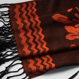 Blancho Bedding Pa-616-1 Dark Orange Base Peony Flowers Patterns Exquisitely Soft Woven Pashmina/Shawl/Scarf