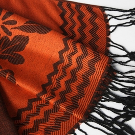 Blancho Bedding Pa-616-1 Dark Orange Base Peony Flowers Patterns Exquisitely Soft Woven Pashmina/Shawl/Scarf