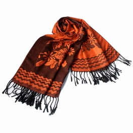 blancho bedding Pa-616-1 Dark Orange Base Peony Flowers Patterns Exquisitely Soft Woven Pashmina/Shawl/Scarf