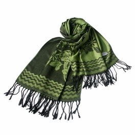 blancho bedding Pa-616-10 Green Base Peony Flowers Patterns Exquisitely Soft Woven Pashmina/Shawl/Scarf