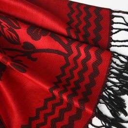 Blancho Bedding Pa-616-2 Red Base Peony Flowers Patterns Exquisitely Soft Woven Pashmina/Shawl/Scarf
