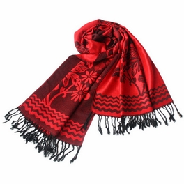 blancho bedding Pa-616-2 Red Base Peony Flowers Patterns Exquisitely Soft Woven Pashmina/Shawl/Scarf
