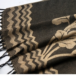 Blancho Bedding Pa-616-5 Khaki Base Peony Flowers Patterns Exquisitely Soft Woven Pashmina/Shawl/Scarf